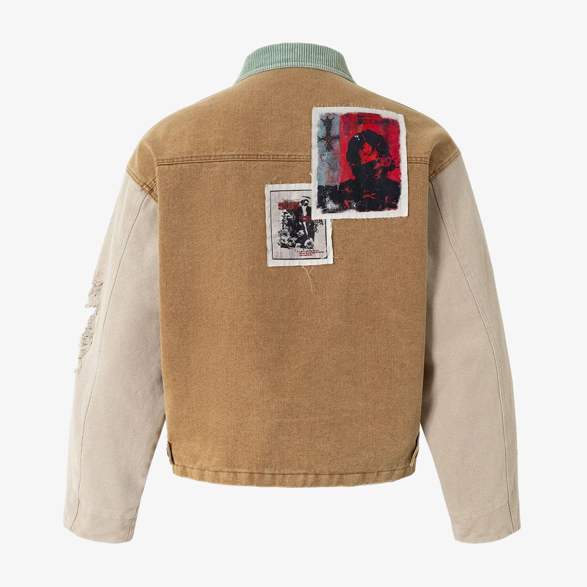 Punk Retro Collage Print Distressed Heavy Jacket - 2539