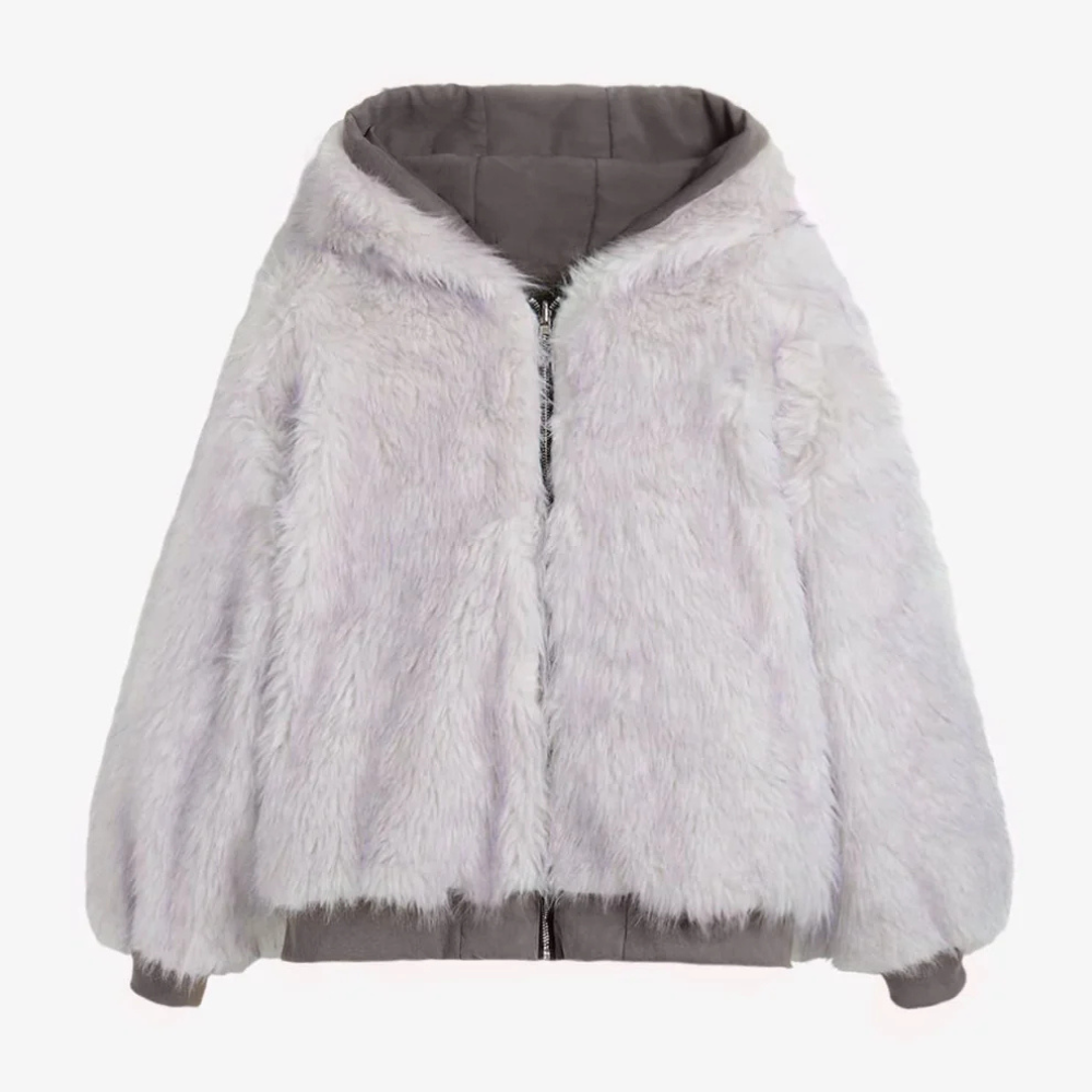 Oversized Reversible Fur Hooded Jacket