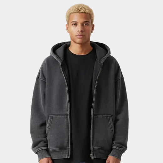 Heavyweight Zipped Hoodie - Light-Gray