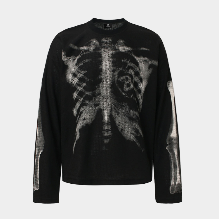 Skeleton Waffle Sweatshirt - Apricot
