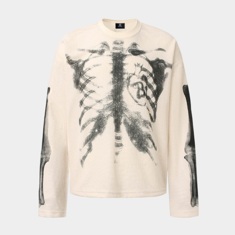 Skeleton Waffle Sweatshirt - Apricot