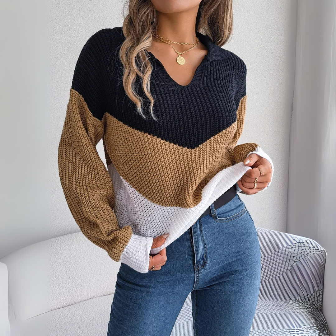 Begoña | Pull en patchwork avec manches de lanterne