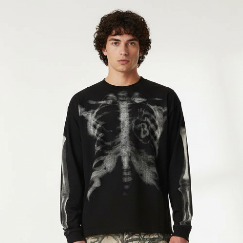 Skeleton Waffle Sweatshirt - Apricot