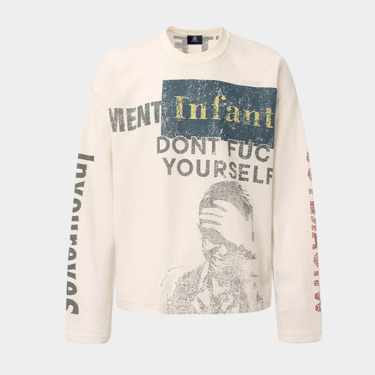 Knit Graphic Crewneck Sweatshirt - Apricot
