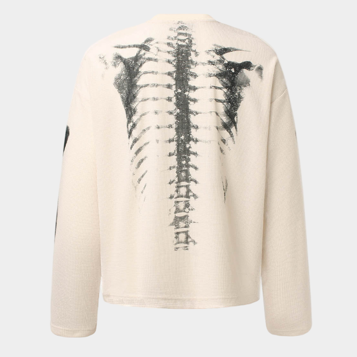 Skeleton Waffle Sweatshirt - Apricot