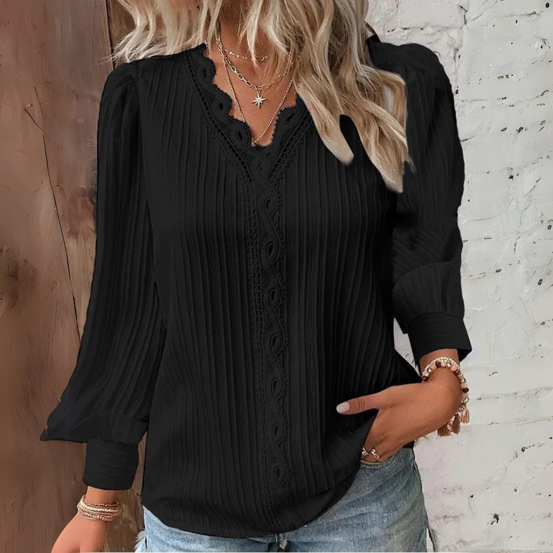 Melinda | Blouse en mousseline avec détails en dentelle