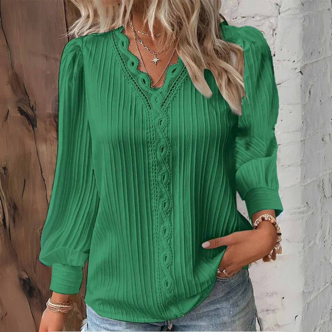 Melinda | Blouse en mousseline avec détails en dentelle