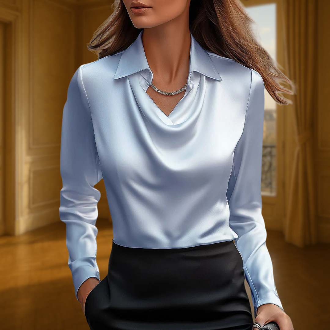 Sylvie | Blouse avec brillance luxueuse et col plissé