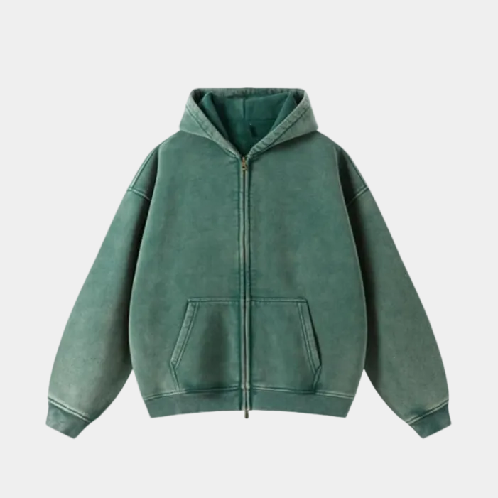 Heavyweight Zipped Hoodie - Light-Gray