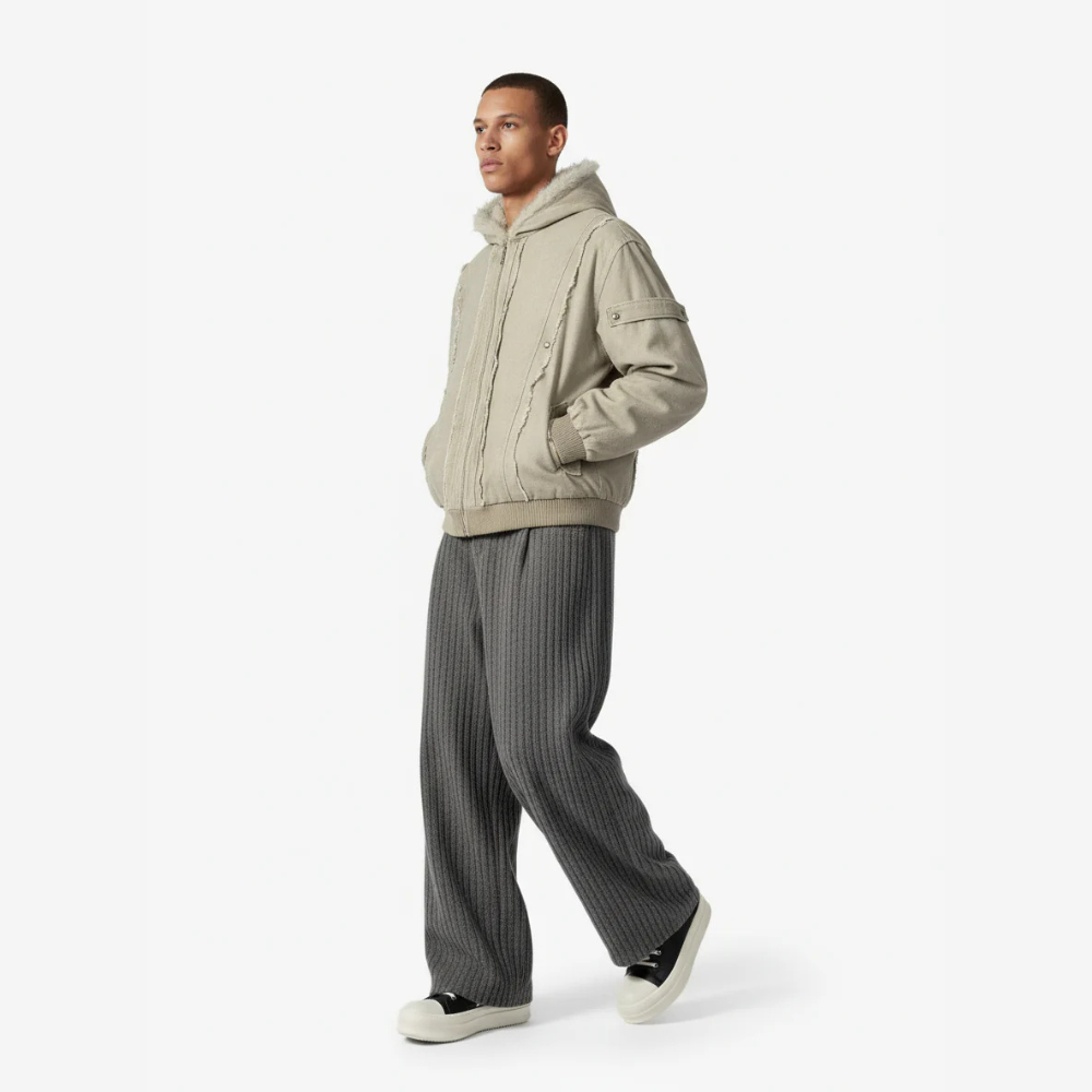 Retro Washed Fleece-lined Hooded Work Jacket