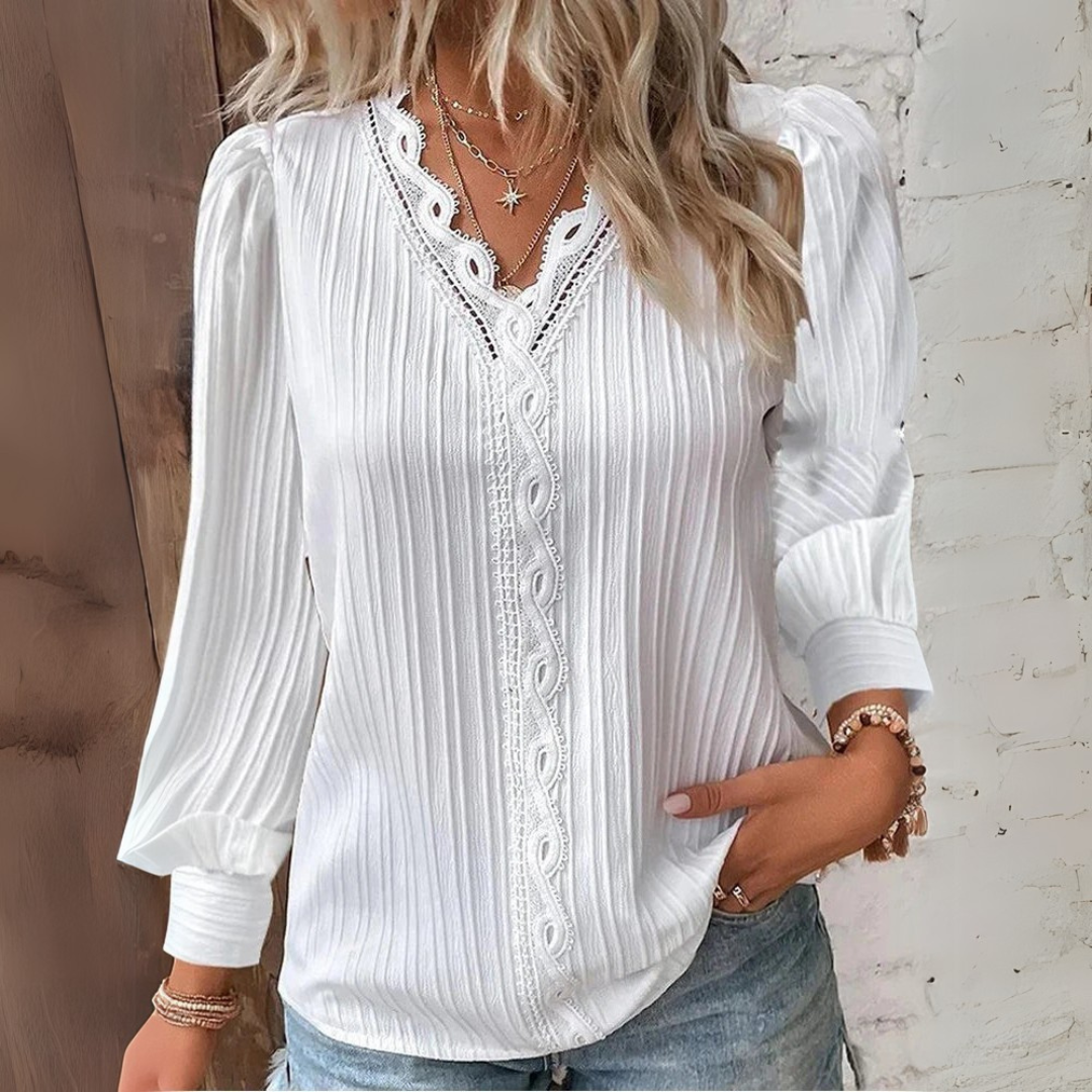 Melinda | Blouse en mousseline avec détails en dentelle