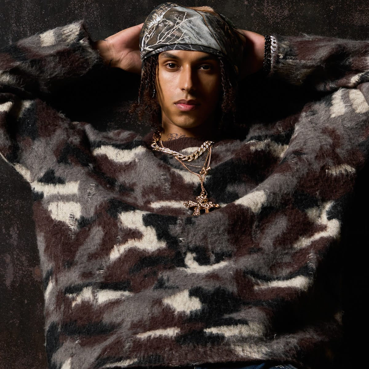 Street Camouflage Crew Neck Sweater