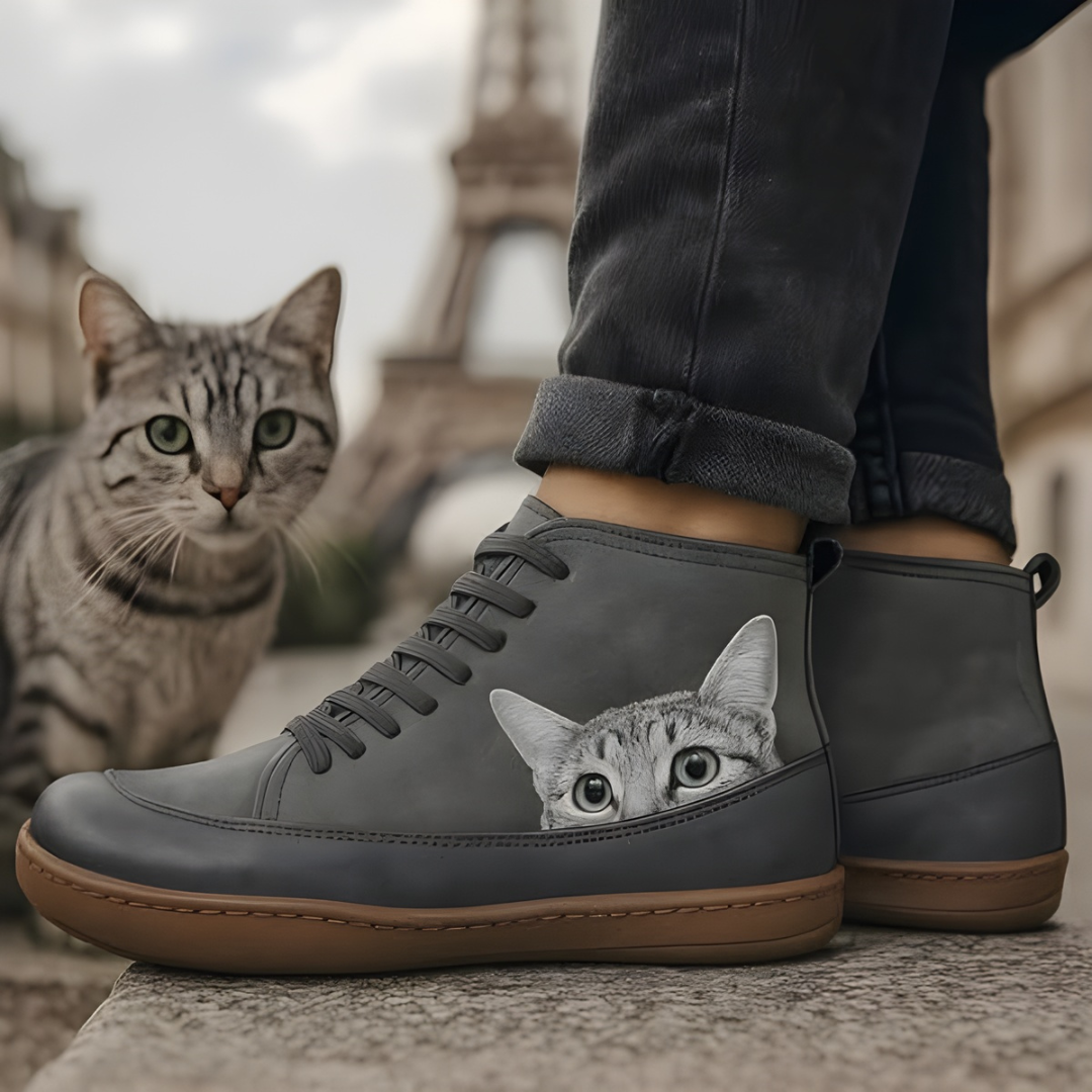 Léonie | Baskets montantes ludiques à motif chat