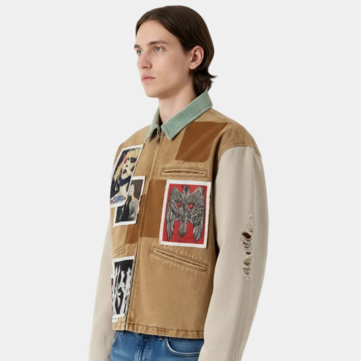 Punk Retro Collage Print Distressed Heavy Jacket - 2539