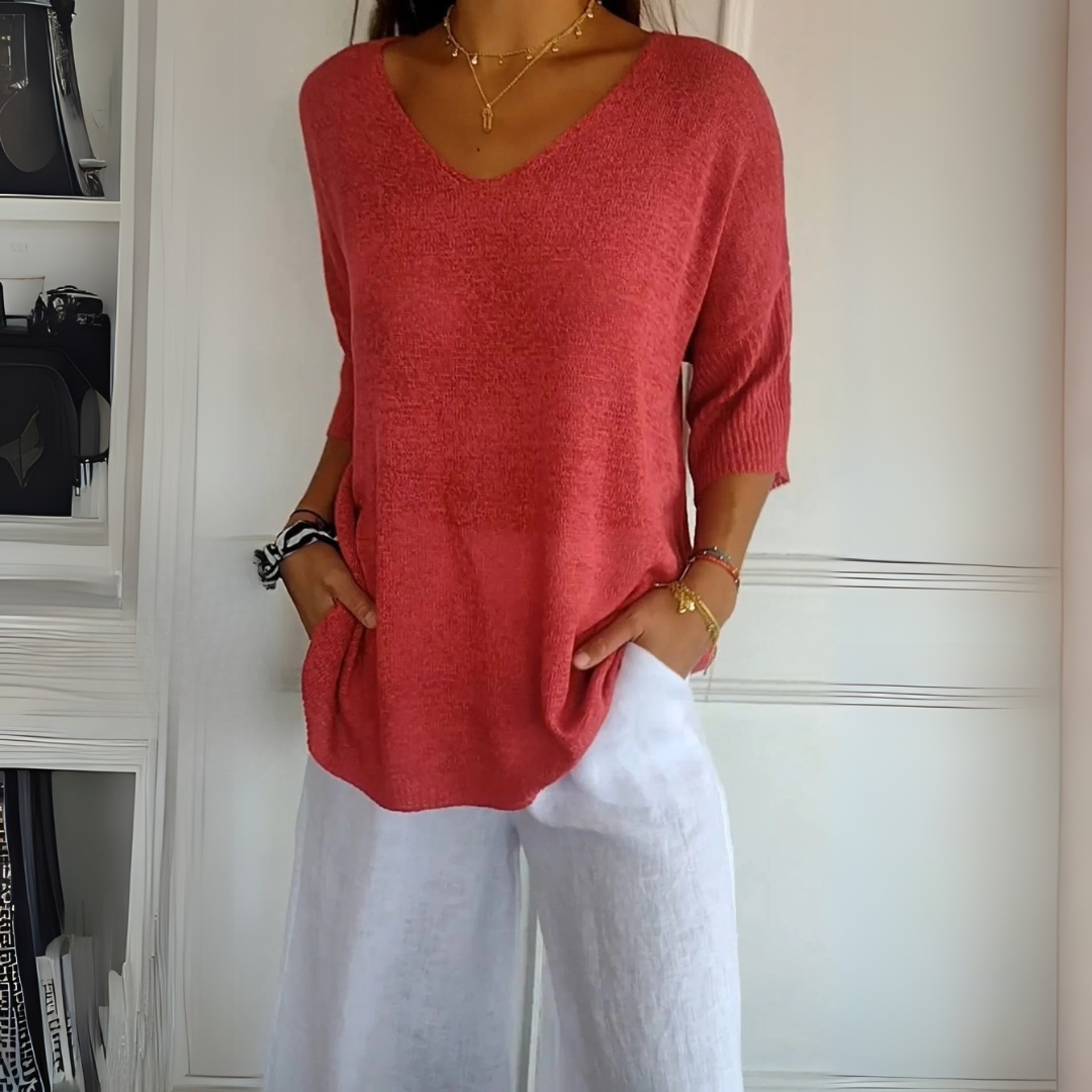 Anna | Haut en maille avec col en V