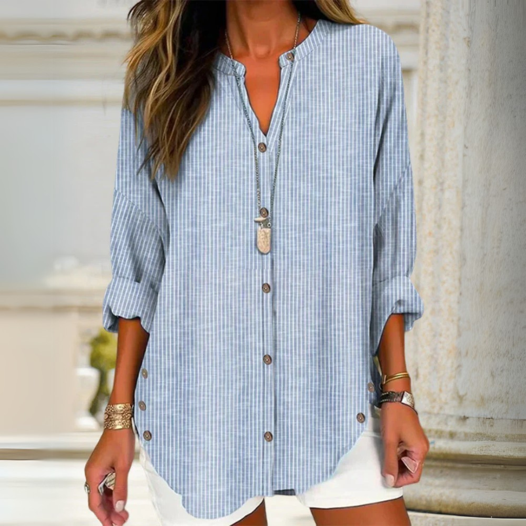 Lucida | Haut élégant en V avec motif rayé intemporel