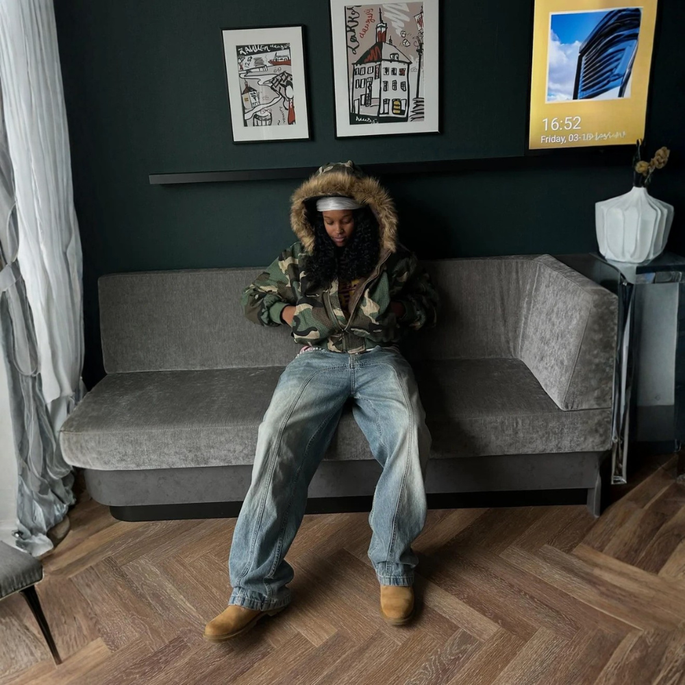 Camouflage Fur Collar Reversible Cotton Jacket