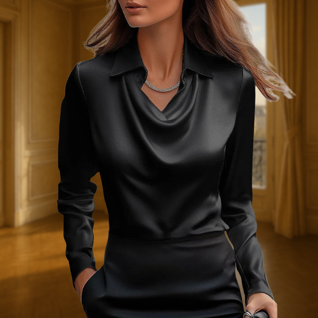 Sylvie | Blouse avec brillance luxueuse et col plissé