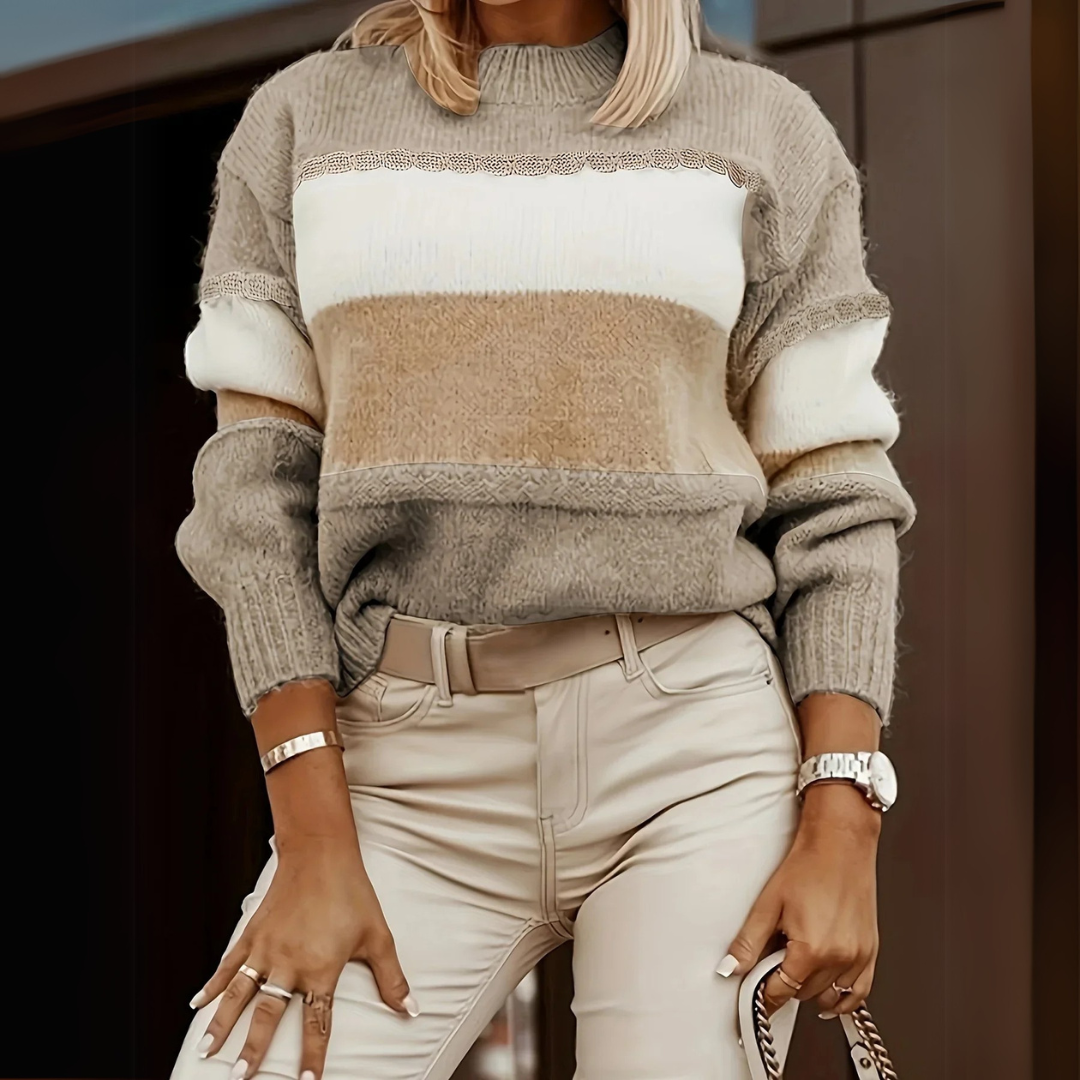 Angela | Sweat-shirt à rayures contrastantes décontracté