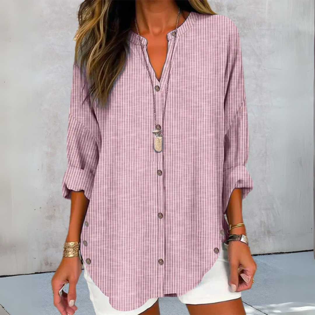 Lucida | Haut élégant en V avec motif rayé intemporel