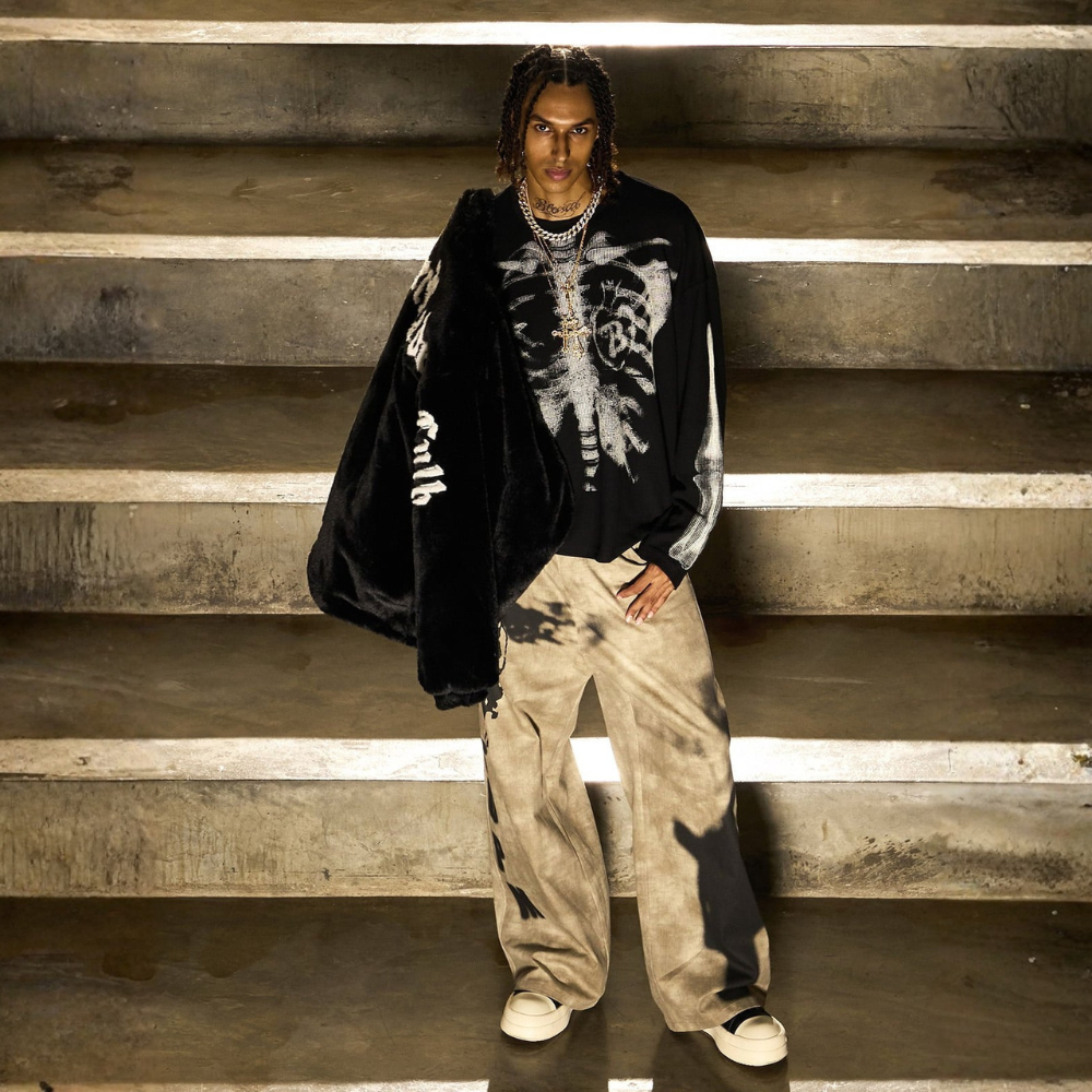 Skeleton Waffle Sweatshirt - Apricot