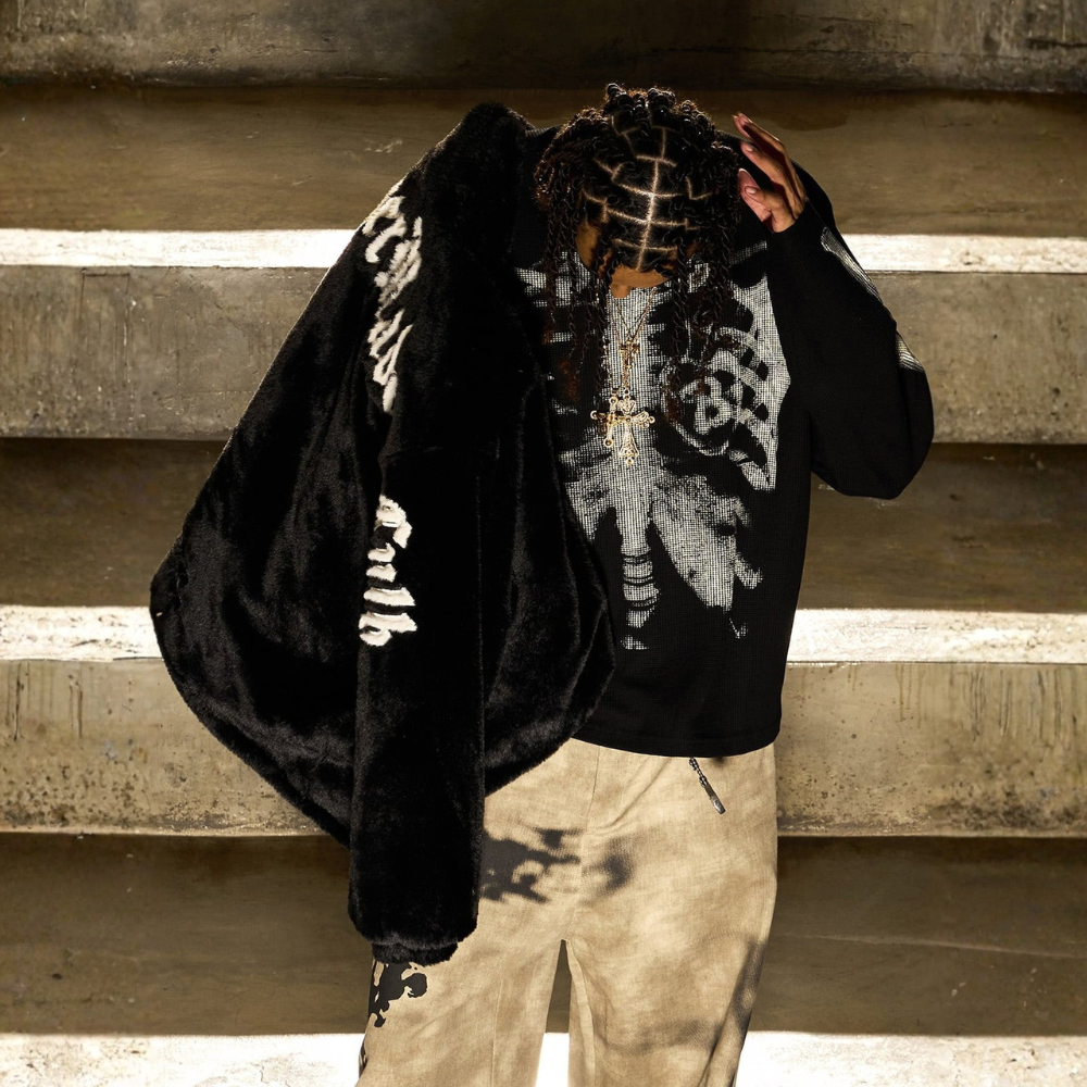 Skeleton Waffle Sweatshirt - Apricot