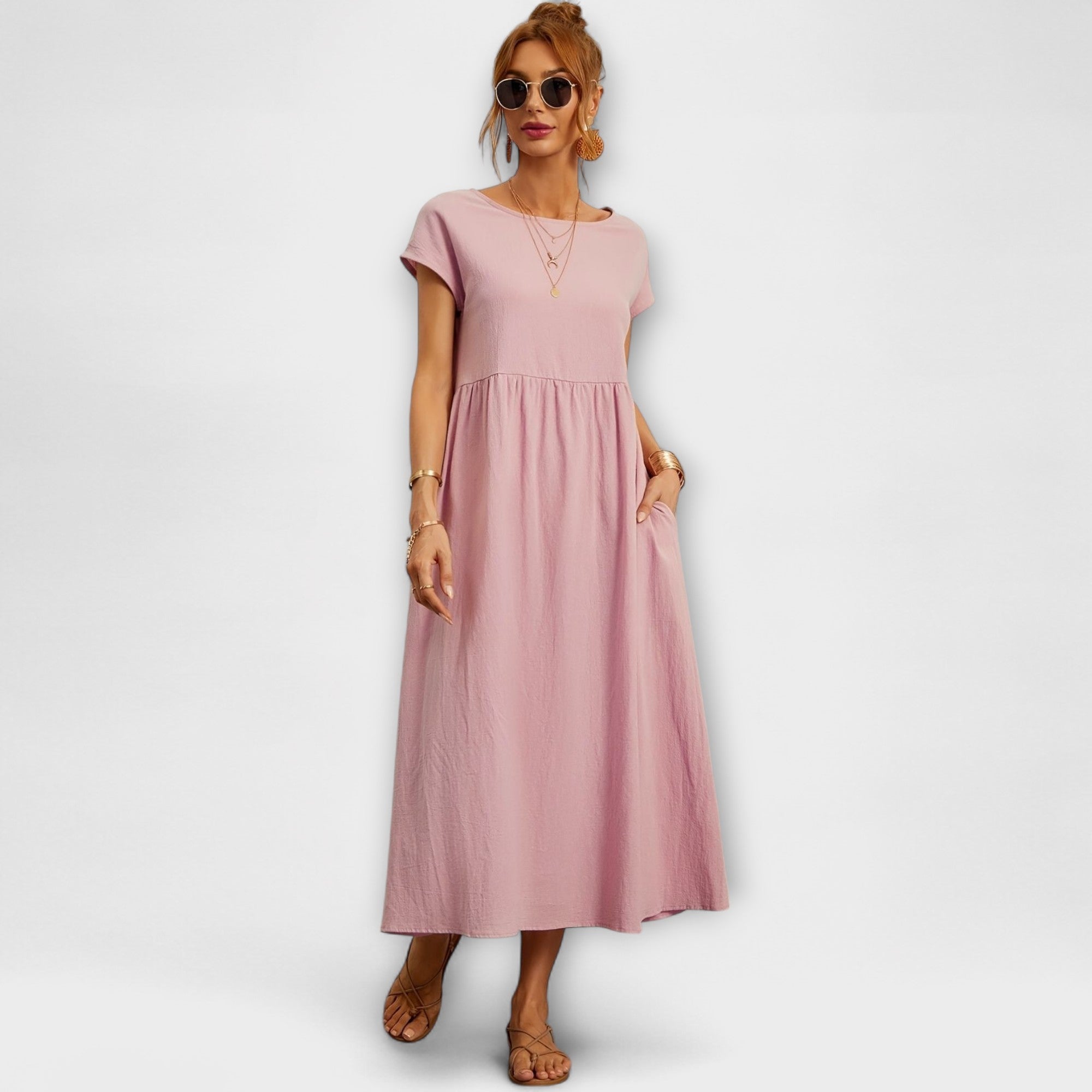 Magnolia | Robe midi avec poches et coupe décontractée