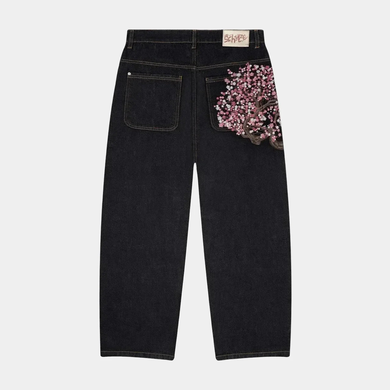 Baggy jeans Cherry Blossom Embroidery