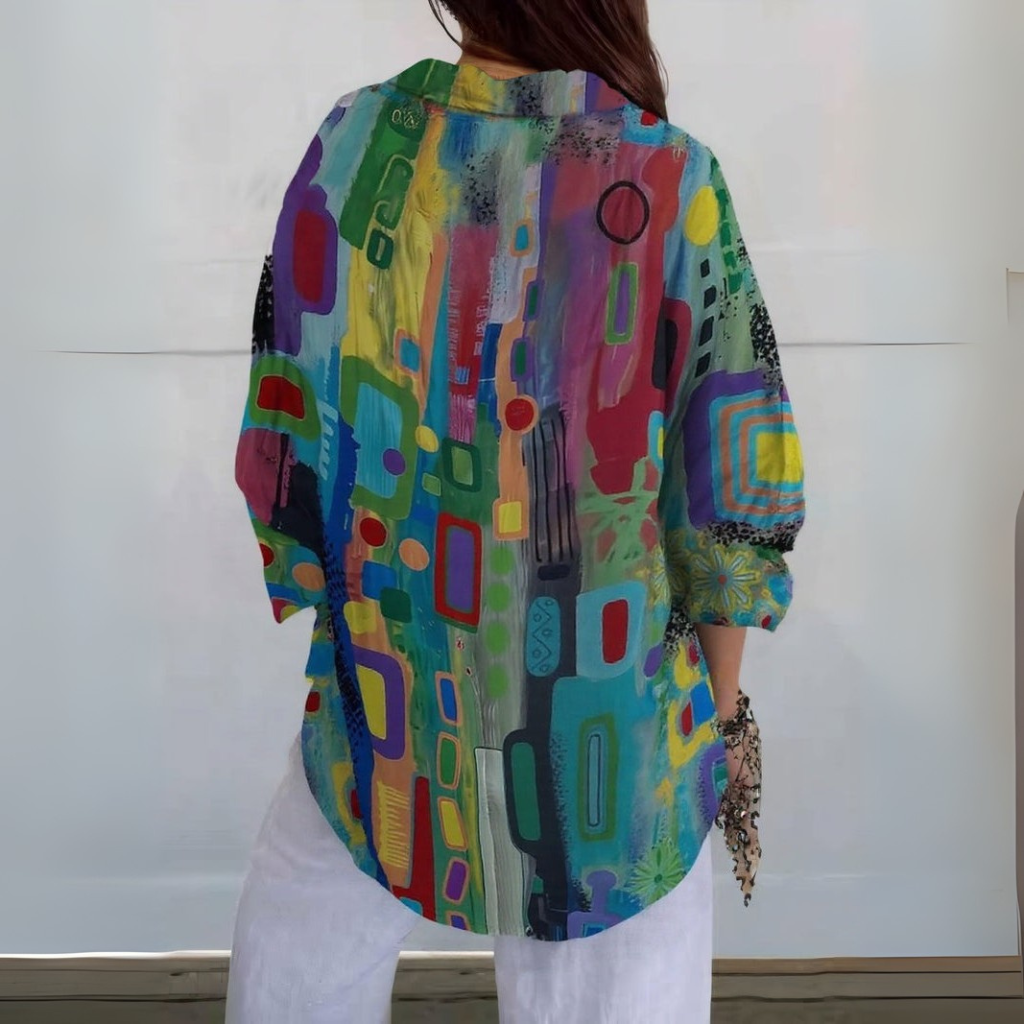 Edna | Blouse à Motif Géométrique Élégante